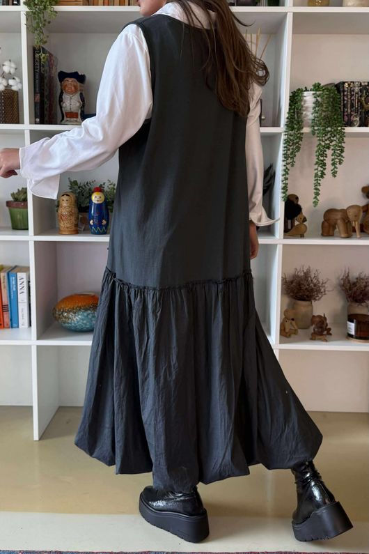 Paloma Pouf Layering Dress Charcoal